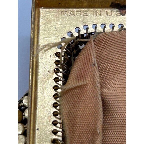 Whiting & Davis Purse Gold Mesh Evening Bag 3.5 in X 5.5 in Made in USA Vintage - Picture 6 of 16